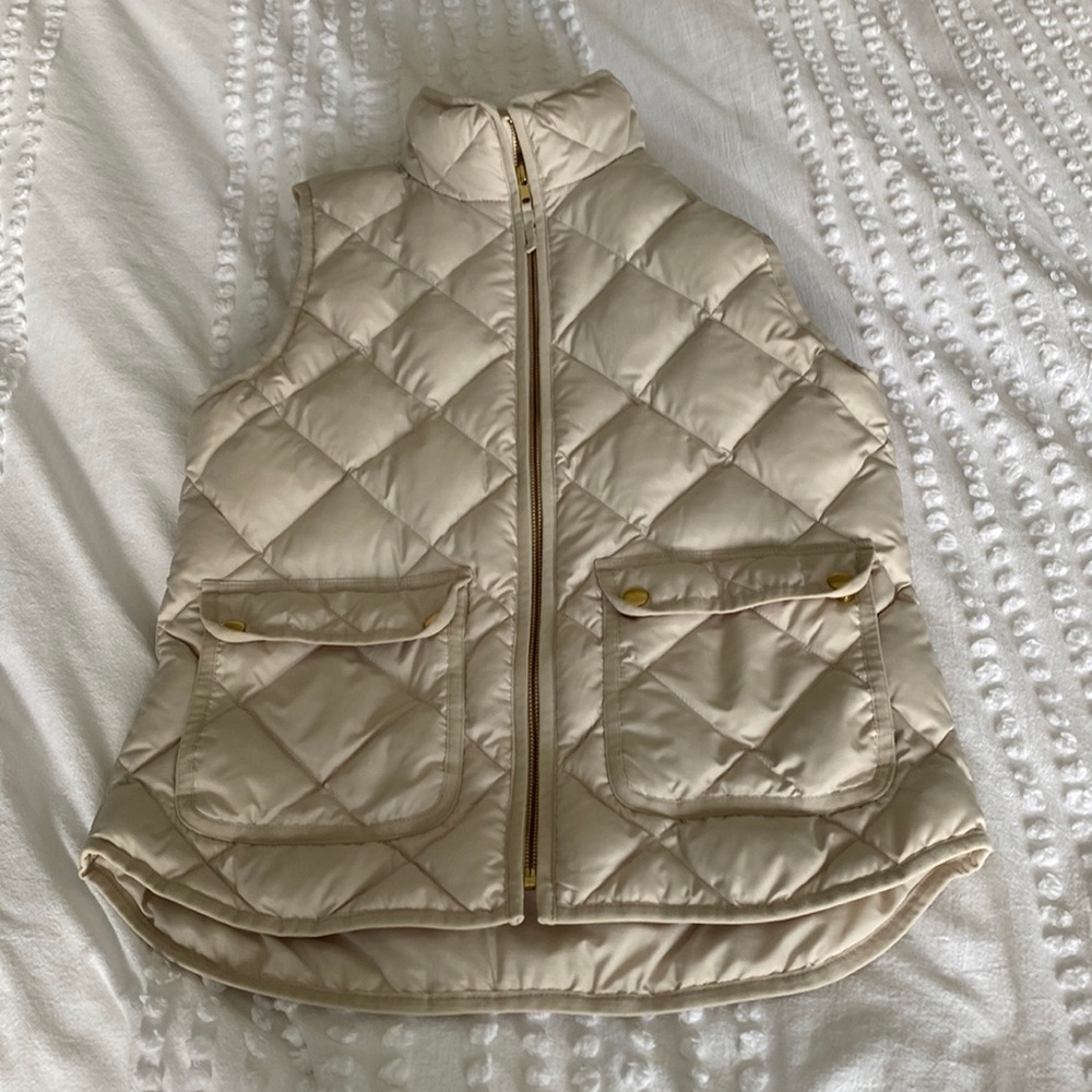 J. Crew quilted puffer vest in ivory
